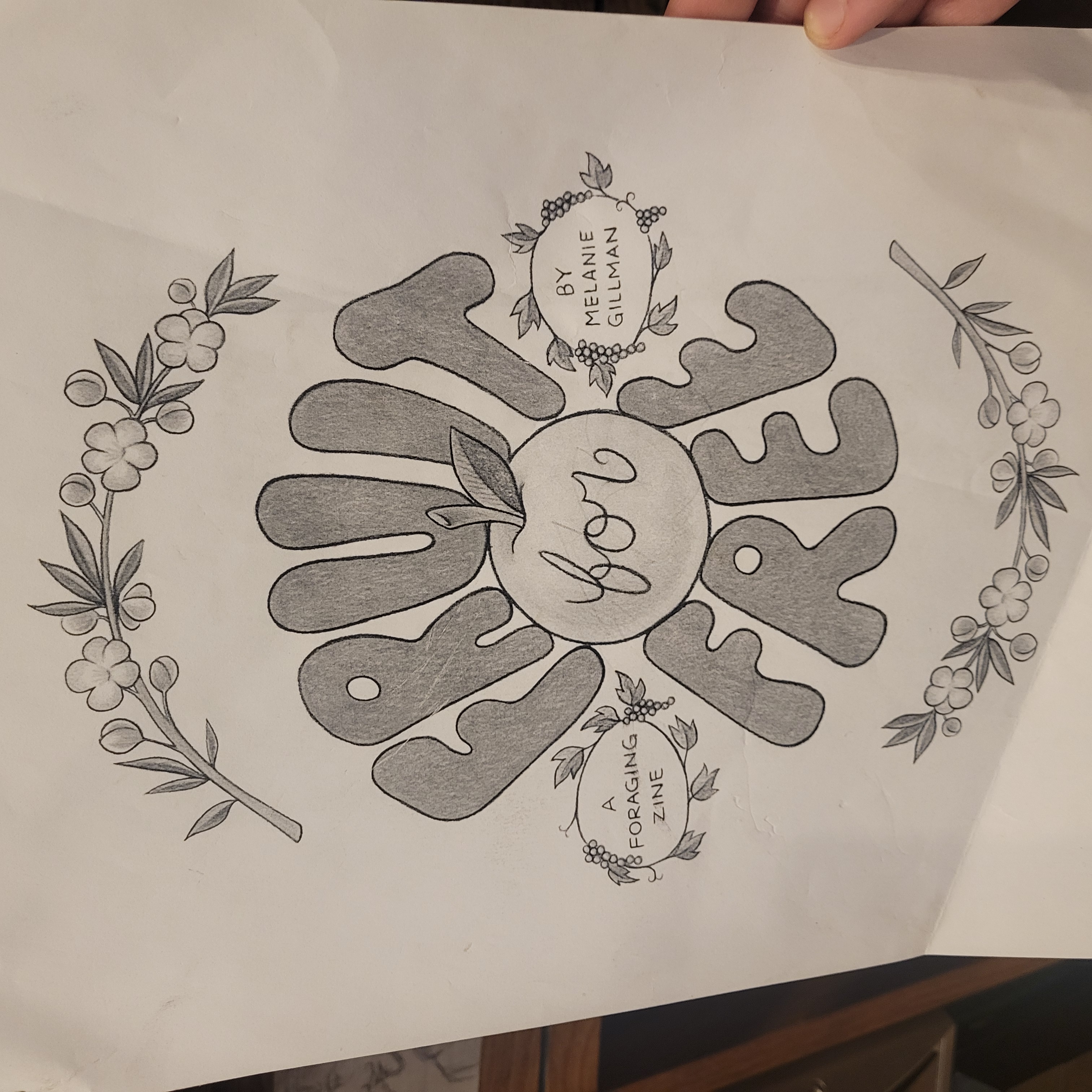 Illustrations of an apple, and flowering branches and grape vines that frame the title and author's name.